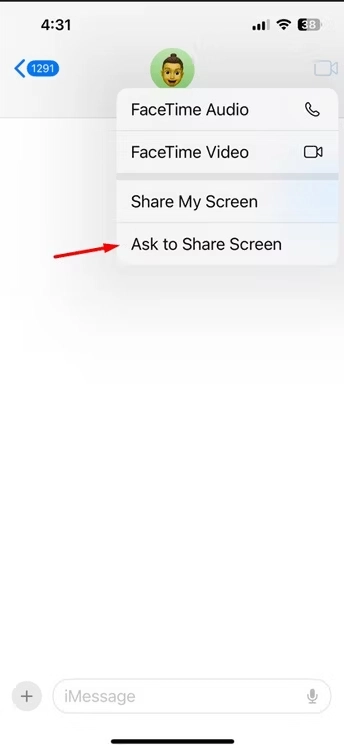 ask to share screen option in the iphone - KUBET