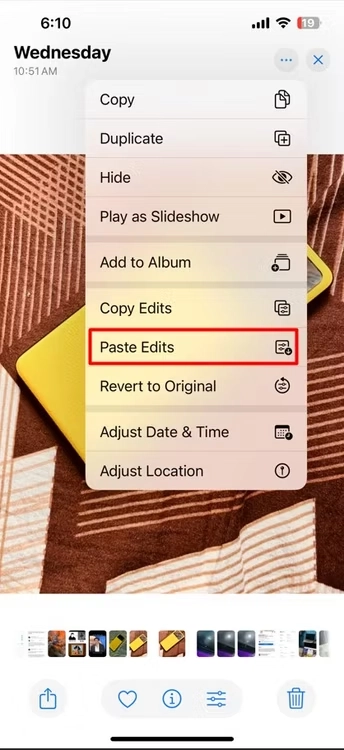 paste edits option in the photos app - KUBET