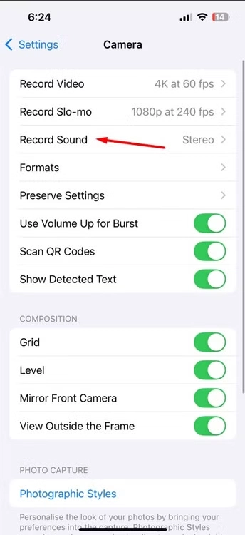 record sound option in the camera settings - KUBET